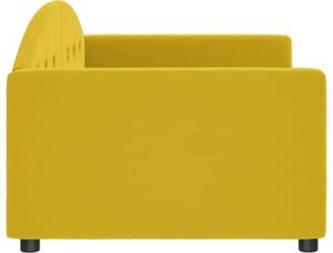 Sofa z funkcją spania, żółta, 90x200 cm, obita aksamitem