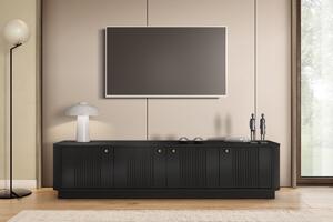 Szafka RTV Vesper 4D 187 cm na cokole - czarny / złote uchwyty