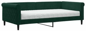 Sofa z materacem do spania, ciemnozielona, 100x200 cm, aksamit