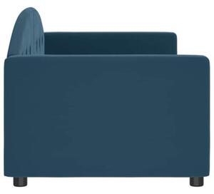 Sofa z funkcją spania, niebieska, 80x200 cm, obita aksamitem