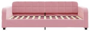 Sofa z materacem do spania, różowa, 90x200 cm, aksamit