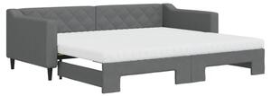 Sofa rozsuwana z materacami, ciemnoszara, 90x200 cm, tkanina