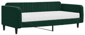 Sofa z materacem do spania, ciemnozielona, 100x200 cm, aksamit