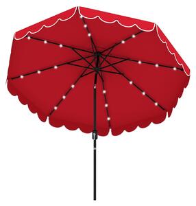 KOMFOTTEU parasol Ø300 cm z 24 lampkami LED, parasol tarasowy z korbk i falban, parasol ogrodowy skadany pod ktem 35°, parasol do ogrodu, patio i na pla, bez stojaka na parasol