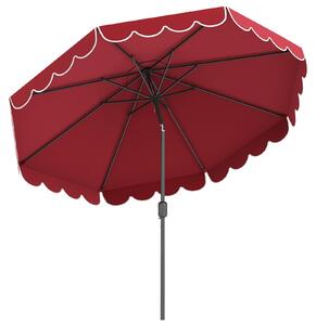 KOMFOTTEU parasol 300 cm z korbk i falban, parasol ogrodowy skadany pod ktem 35°, parasol tarasowy z 8 ebrami, parasol do ogrodu, na taras i pla