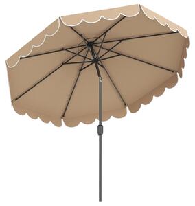 KOMFOTTEU parasol 300 cm z korbk i falban, parasol ogrodowy skadany pod ktem 35°, parasol tarasowy z 8 ebrami, parasol do ogrodu, na taras i pla