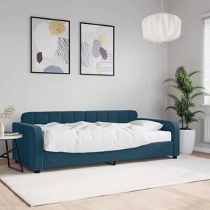 Sofa z materacem do spania, niebieska, 90x200 cm, aksamit