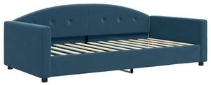 Sofa z funkcją spania, niebieska, 100x200 cm, obita aksamitem