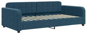 Sofa z materacem do spania, niebieska, 90x200 cm, aksamit