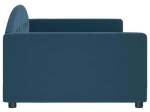 Sofa z funkcją spania, niebieska, 100x200 cm, obita aksamitem