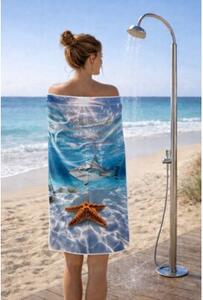 Ręcznik Plażowy Kąpielowy Szybkoschnący Na Basen 70x140cm Mikrofibra Rekin
