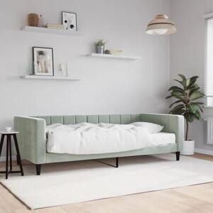 Sofa z materacem do spania, jasnoszara, 90x200 cm, aksamit