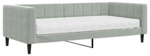 Sofa z materacem do spania, jasnoszara, 90x200 cm, aksamit