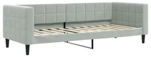 Sofa rozsuwana z szufladami, jasnoszara, 80x200 cm, aksamit