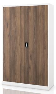 Szafa biurowa metalowa na akta biała / orzech: Eco Design JAN II, 1150 x 1850 x 400 mm
