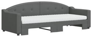 Sofa rozsuwana z materacami, ciemnoszara, 80x200 cm, tkanina