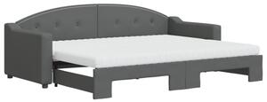 Sofa rozsuwana z materacami, ciemnoszara, 80x200 cm, tkanina
