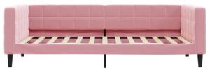 Sofa z materacem do spania, różowa, 100x200 cm, aksamit