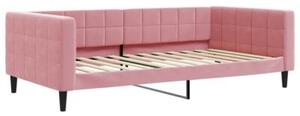 Sofa z materacem do spania, różowa, 100x200 cm, aksamit