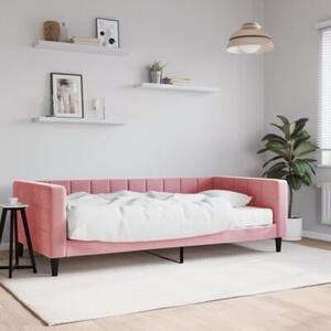 Sofa z materacem do spania, różowa, 100x200 cm, aksamit