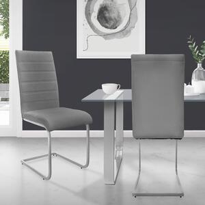 Zestaw 2 krzeseł do jadalni ML-Design z oparciem, szare, wykonane z imitacji skóry