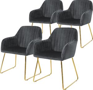 Zestaw 4 krzeseł do jadalni ML-Design z oparciem, szare, wykonane z aksamitu