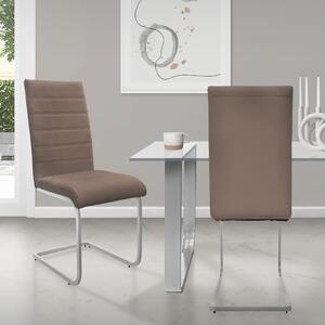 Zestaw 2 krzeseł do jadalni ML-Design z oparciem, brązowe, wykonane z imitacji skóry