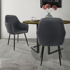 Zestaw 2 krzeseł do jadalni ML-Design z oparciem, szare, wykonane z aksamitu