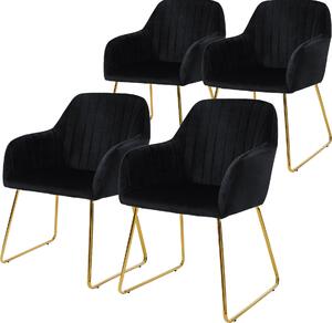 Zestaw 4 krzeseł do jadalni ML-Design z oparciem, czarne, wykonane z aksamitu