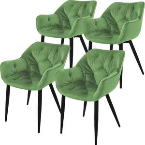 Zestaw 4 krzeseł do jadalni ML-Design z oparciem, szałwiowe, wykonane z aksamitu