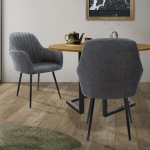 Zestaw 2 krzeseł do jadalni ML-Design z oparciem, antracytowe, wykonane z imitacji skóry
