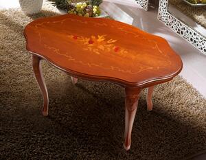 Ręcznie intarsjowany stolik w kolorze orzecha