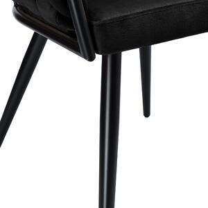 Krzesło welurowe plecione ASTON VELVET Czarne