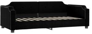 Sofa rozsuwana z szufladami, czarna, 90x190 cm, tkanina