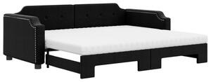 Sofa rozsuwana z materacami, czarna, 90x190 cm, tkanina