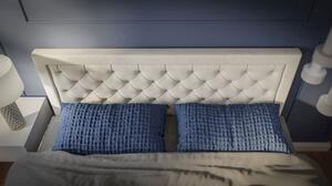Eleganckie łóżko kontynentalne posiadające materac i opcję pojemnika na pościel BELLA