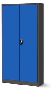Biurowa szafa metalowa na akta JAN H, 900 x 1950 x 400 mm, antracytowo-niebieska