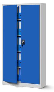 Biurowa szafa metalowa na akta JAN H, 900 x 1950 x 400 mm, szaro-niebieska