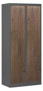 Szafa metalowa ubraniowa JULIA, 800 x 1850 x 450 mm, Eco Design: antracytowa/ orzech