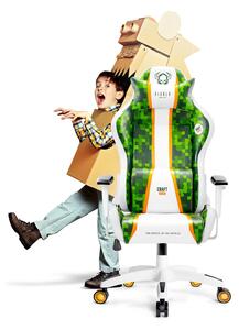 Fotel gamingowy dla dzieci Diablo Kids X-One 2.0: Craft Edition biało-zielony