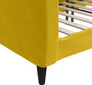 Sofa z funkcją spania, żółta, 100x200 cm, obita aksamitem