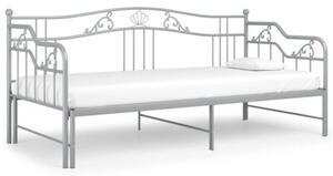Sofa z wysuwaną ramą łóżka, szara, metalowa, 90x200 cm