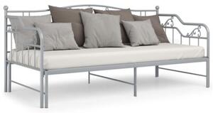 Sofa z wysuwaną ramą łóżka, szara, metalowa, 90x200 cm