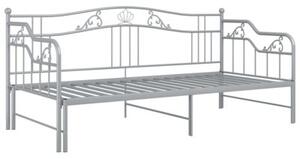 Sofa z wysuwaną ramą łóżka, szara, metalowa, 90x200 cm