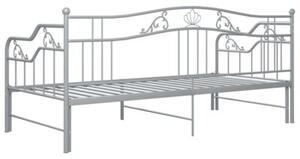 Sofa z wysuwaną ramą łóżka, szara, metalowa, 90x200 cm