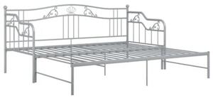 Sofa z wysuwaną ramą łóżka, szara, metalowa, 90x200 cm