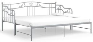 Sofa z wysuwaną ramą łóżka, szara, metalowa, 90x200 cm