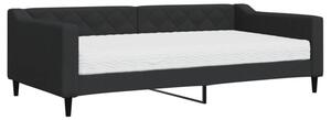 Sofa z materacem do spania, czarna, 100x200 cm, tkanina