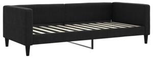 Sofa z materacem do spania, czarna, 90x200 cm, tkanina