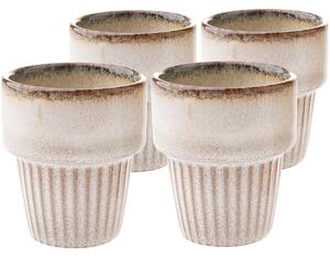 Zestaw 4 ceramicznych kubków Rustik 100 ml, beżowe